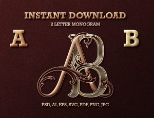 AB Monogram | Bellflowers & Foundations - Inline 2-Letter Wedding Monogram
