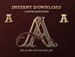 AA Monogram | Bellflowers & Foundations - Centered 2-Letter Wedding Monogram